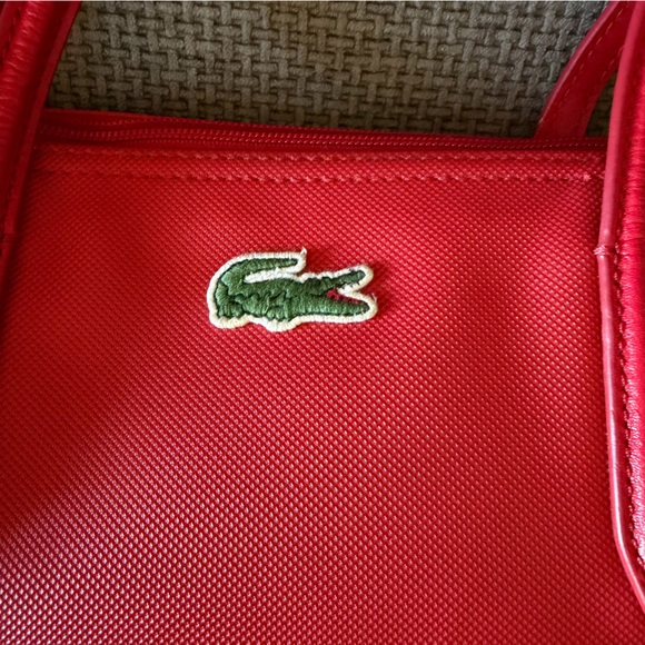 Lacoste Large L.12.12 Concept Zip Tote Bag Red Shoulder Bag PVC Travel Bag Piqué - Picture 3 of 16